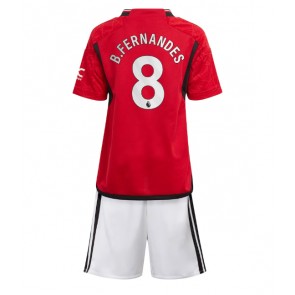 Manchester United Bruno Fernandes #8 Koszulka Podstawowych Dziecięca 2023-24 Krótki Rękaw (+ Krótkie spodenki)
